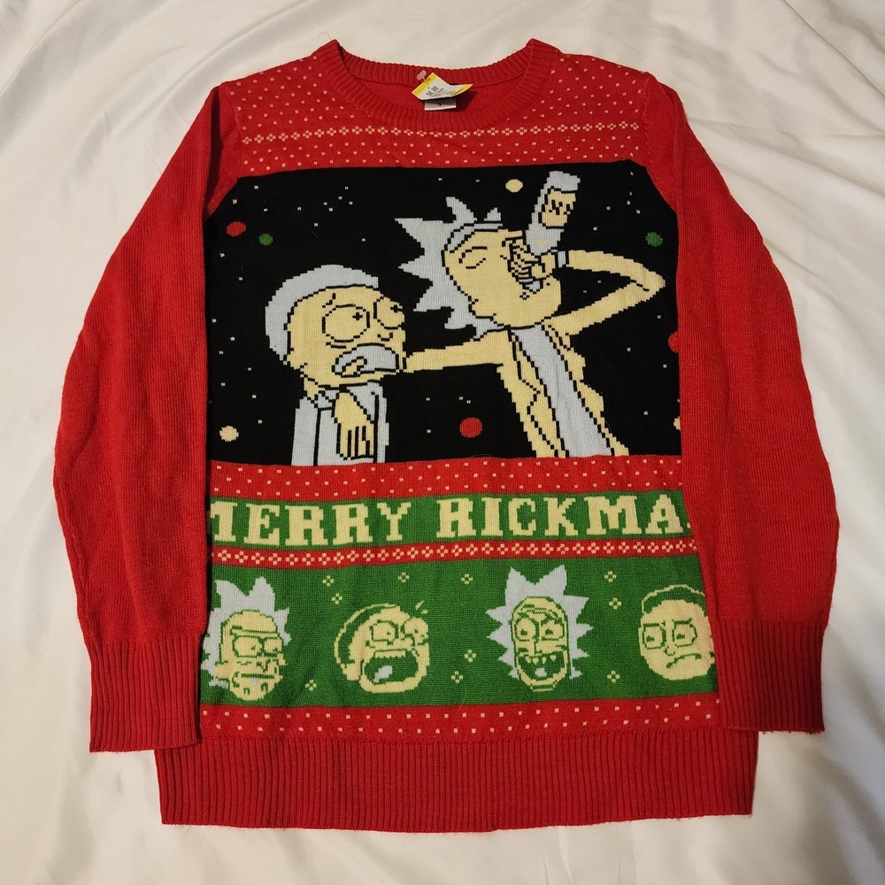 Adult Swim Rick and Morty‎ Christmas Holiday Multicolor Sweater Size XL